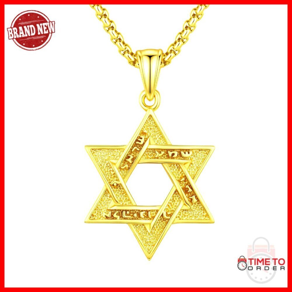 Sterling Silver Star of David Necklace with Stainless Steel Chain 24"